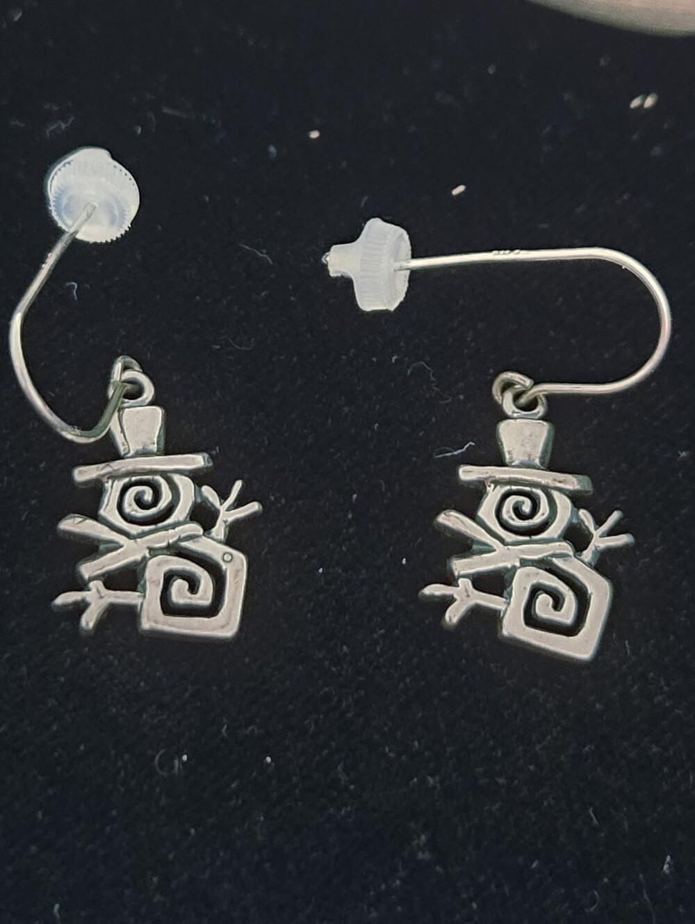 Unique Sterling Silver Snowman Dangle Earrings - Silver